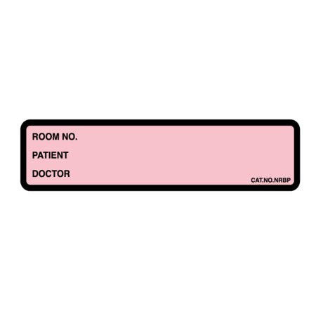 Printed Chart Label -Room No, Name, Doctor 1-3/8x5-3/8 Pink W/Black